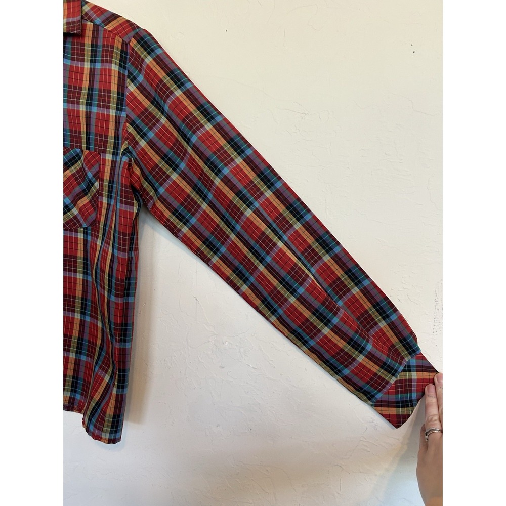 Vintage 1970s Styled By Terry Chicago Plaid Button Up Blouse 12 Western Boho - Picture 3 of 8